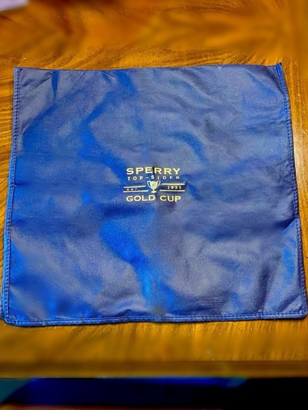 Sperry Navy Cloth Logo Dust Bag with Gold Print!